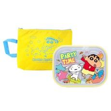 LE BARN 蠟筆小新餐盤附袋子組, 混色, 餐盤+便當蓋+便當袋, 1組