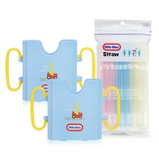 little tikes 可折疊雙把手飲料架+吸管60入, 飲料架(藍色)+吸管(粉色+藍色+黃色), 1組