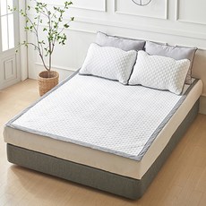 Gerief Prime 酷涼涼感墊 床用涼墊 + 2入枕頭套, 白色 + 灰色