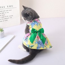 아티펫 고양이 빅리본 유럽풍 원피스, 옐로우, 1개