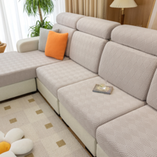 엑스터 부드러운 사계절 고탄력 긁힘방지 미끄럼방지 분리형 소파커버, 샌드 베이지, 1개