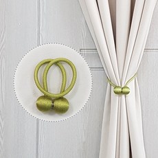 Living Zone 磁吸窗簾綁帶, 綠色, 2個