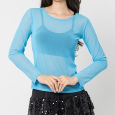 素色網紗單層T恤 LDT23700, 淺天藍色