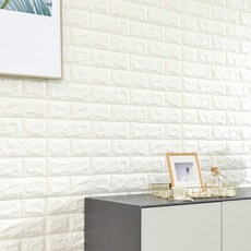 CUSHIONI 仿磚紋3D自黏壁貼 1*5m, 白色的, 1個
