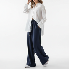 marketpia 女款休閒寬版鬆緊腰運動褲