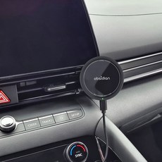 옵시디언 아반떼 CN7 전용 Qi2 e쿨링 고속 무선충전 핸드폰 거치대 CT-MW9PE + CT-HCH00, 블랙