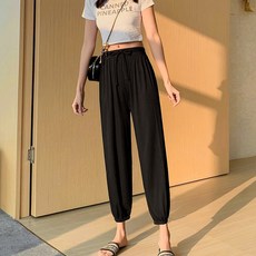 Elsso 女款冰絲束口褲