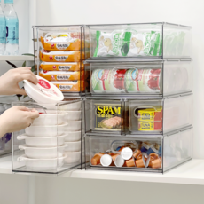 DEMIMOOD 壓克力 Purine 可堆疊食品收納盒 + 專用隔板組, 1套, 透明