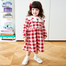 BERRYMAY 女童鬱金香領格紋連身裙