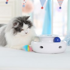 Mongnyanggongnyang貓咪玩具球羽毛自動玩具, 白色的, 1個