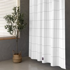 OneSevenNine 布料浴簾, 窄格紋黑色, 1個