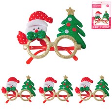 PARTYSHOW 聖誕角色眼鏡 聖誕樹雪人, 混合顏色, 4個
