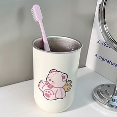 Monde Spot 不鏽鋼小熊浴室漱口杯 YY57934, 粉紅熊, 1個