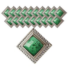 射出方形相框組合鈕扣 25mm, 20個, 鎳色