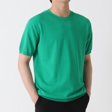 남성용 통기성 하피 프리미엄 쿨 워셔블 린넨 라운드 반팔 니트