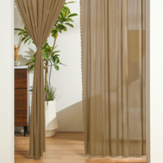 Ecster 現代簡約廚房門窗多用途穿桿式門簾隔斷簾, 淺咖啡色