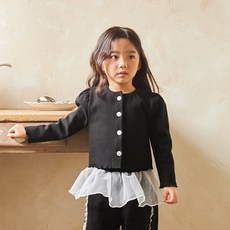 Kikimora 女童泡泡袖雙面布針織開襟衫