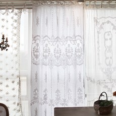 MaMaison 亞麻刺繡窗簾 CUMV40-150, 白色