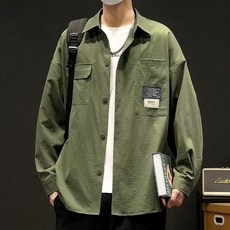 Starbean 男士雙口袋休閒長袖襯衫