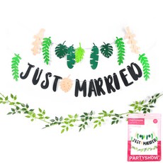 PARTYSHOW 尤加利葉掛飾 橢圓葉 + 葉子掛飾 婚禮套組, 1套, 混合色