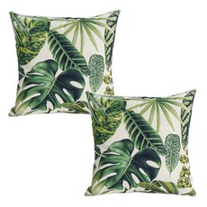 The Flow 清新綠意夏季圖案亞麻抱枕套 2件組