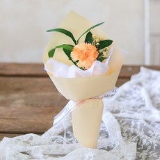 센트바스켓 조화 파스텔 카네이션 비누꽃 한송이 꽃다발, 코랄, 1개