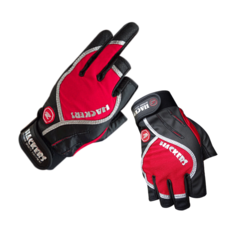 HACKERS 三指切釣魚手套 JSF-142, 紅色