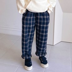 KIDSCODI 兒童舒適保暖格紋長褲