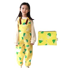 bebe chouette 孩童印花防水美術吊帶褲+收納袋