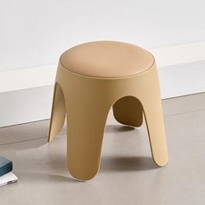 21세기트랜드 마이로 둥근 플라스틱 인테리어 보조 스툴 낮은 의자 32cm, 베이지, 1개