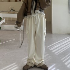 Mineflow 女款刷毛寬版工裝運動褲 JMW 368