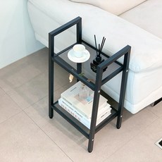 SixPoints 菱形鐵製層架, 窄版黑色, 2層