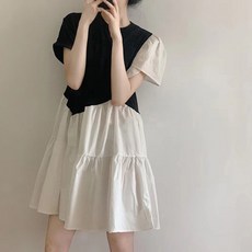 여성용 블랙101 초에스 배색 캉캉 원피스 CH-2319791 빅사이즈 포함