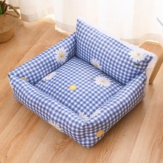 파스텔펫 반려동물 체크 데이지 소파쿠션, 블루, 1개