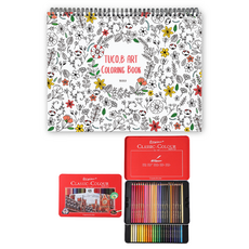 아트 컬러링북 플라워 스프링 랜덤발송 + 조르조네 삼각 유성색연필 48색, 투코비