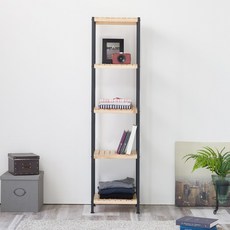 철제선반 원목 수납정리대 5단, 블랙