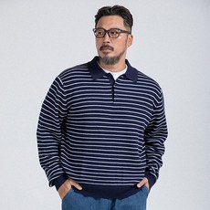 Big Easy 男士鬆餅格條紋長袖翻領針織衫