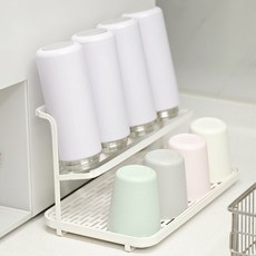 Ju and Ji 瀝水杯保溫杯乾燥託盤傾斜式, 白色, 1個, 2層