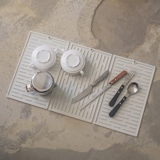 빌라트 폴딩 실리콘 접이식 식기건조 드라잉매트, 바닐라, 1개, 3단