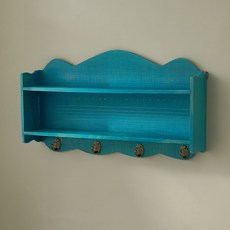 순잠 북유럽 스타일 벽걸이 원목 수납 격자 선반, 블루, 2단