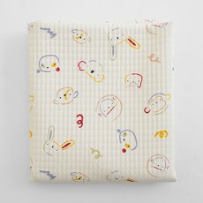 나비손길 사각 누비 대폭 원단, 크레용애니멀 내추럴, 1개