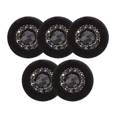 金屬高級絲絨鈕扣 絲絨輪 25mm, 5個, 黑色