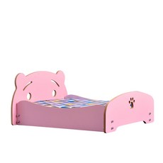 루비코코 원목 분리가능 대형견 침대, 핑크베어, 1개