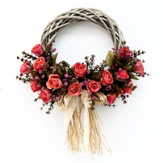 Garden in the City 乾燥玫瑰花圈, 紅色