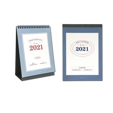 아이코닉 2021 양면 데스크 스케쥴러 + 2021 월 캘린더 세트, 혼합색상