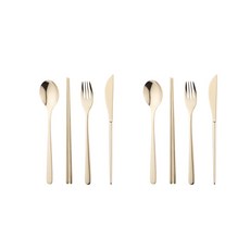 에델코첸 루나 커트러리 2인 8p세트, 미러 샴페인골드, 숟가락 + 젓가락 + 나이프 + 포크