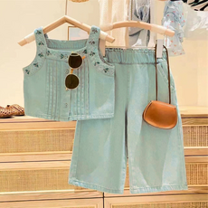 Misopapa 女童 Boa 刺繡丹寧上下衣套裝