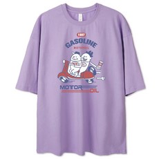 VENHIT MOTOR OIL印花大尺碼短袖T恤, 粉彩紫