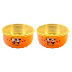 키친유 뿌까 이중 스텐 뚜껑공기, 오렌지, 2개