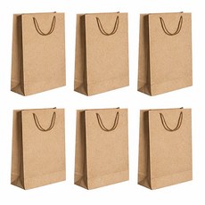 언더보스 무지 쇼핑백 세로형 22 x 15 x 6 cm, 크라프트, 6개